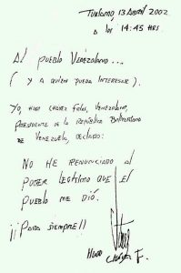 Carta Hugo Chávez